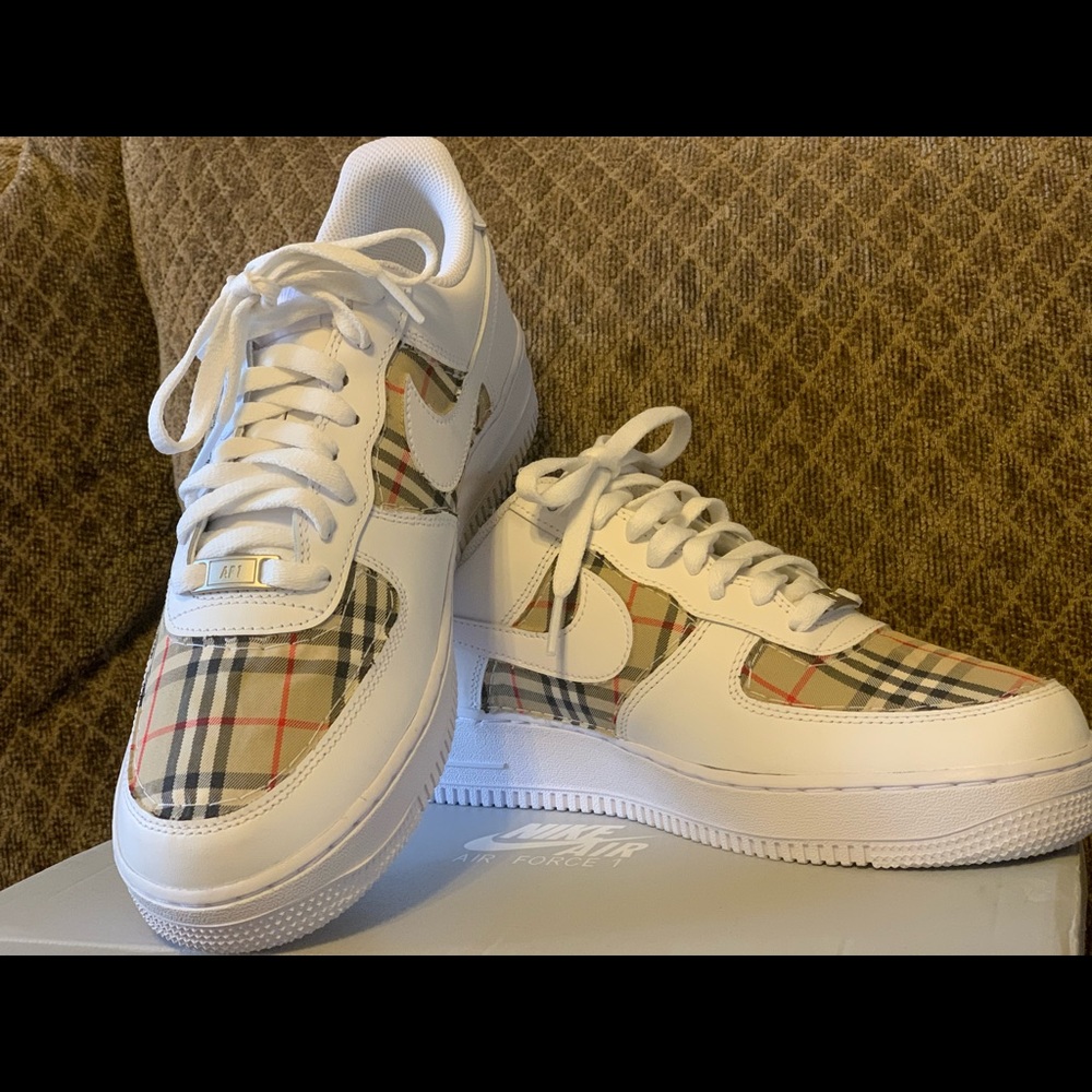 COPY - Nike Air Force 1 Custom Burberry Print size 10.  Sizes shown in photos.